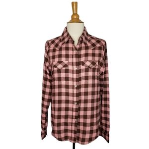 Wrangler Pearl Snap Plaid Yoke Western Shirt M Cowgirl Rodeo Festival Ranch